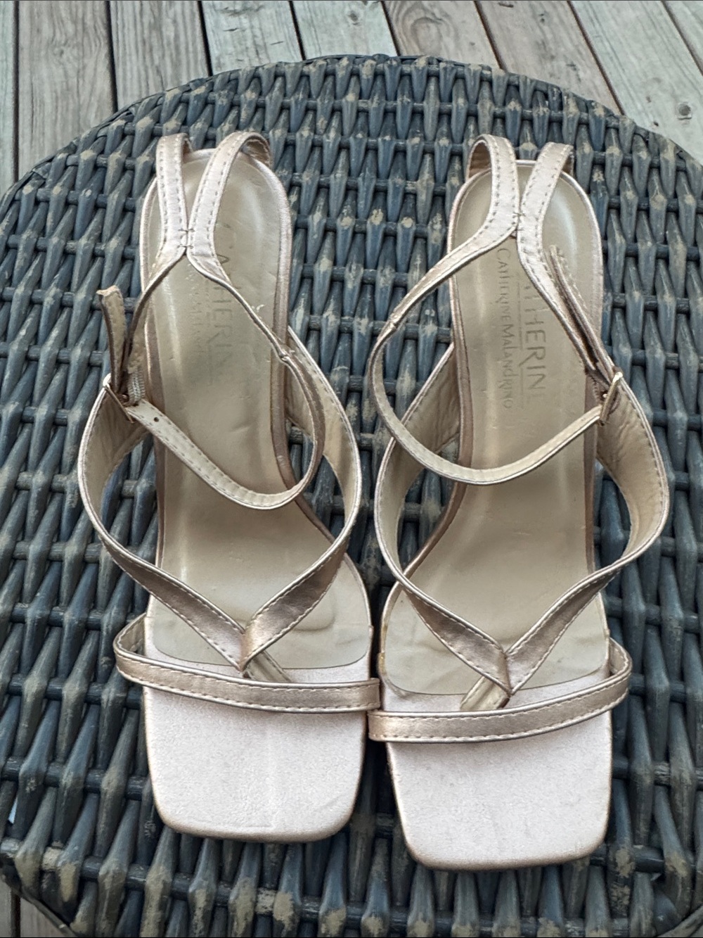 Carherine Malandrino Metallic Rose Gold Strappy Sandals for Women